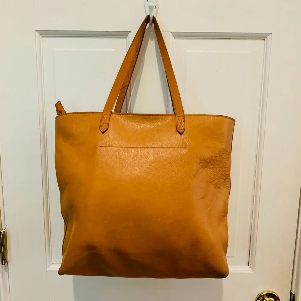 Madewell Brown Leather Zip-top Transport Tote Bag XL size - Picture 1 of 16